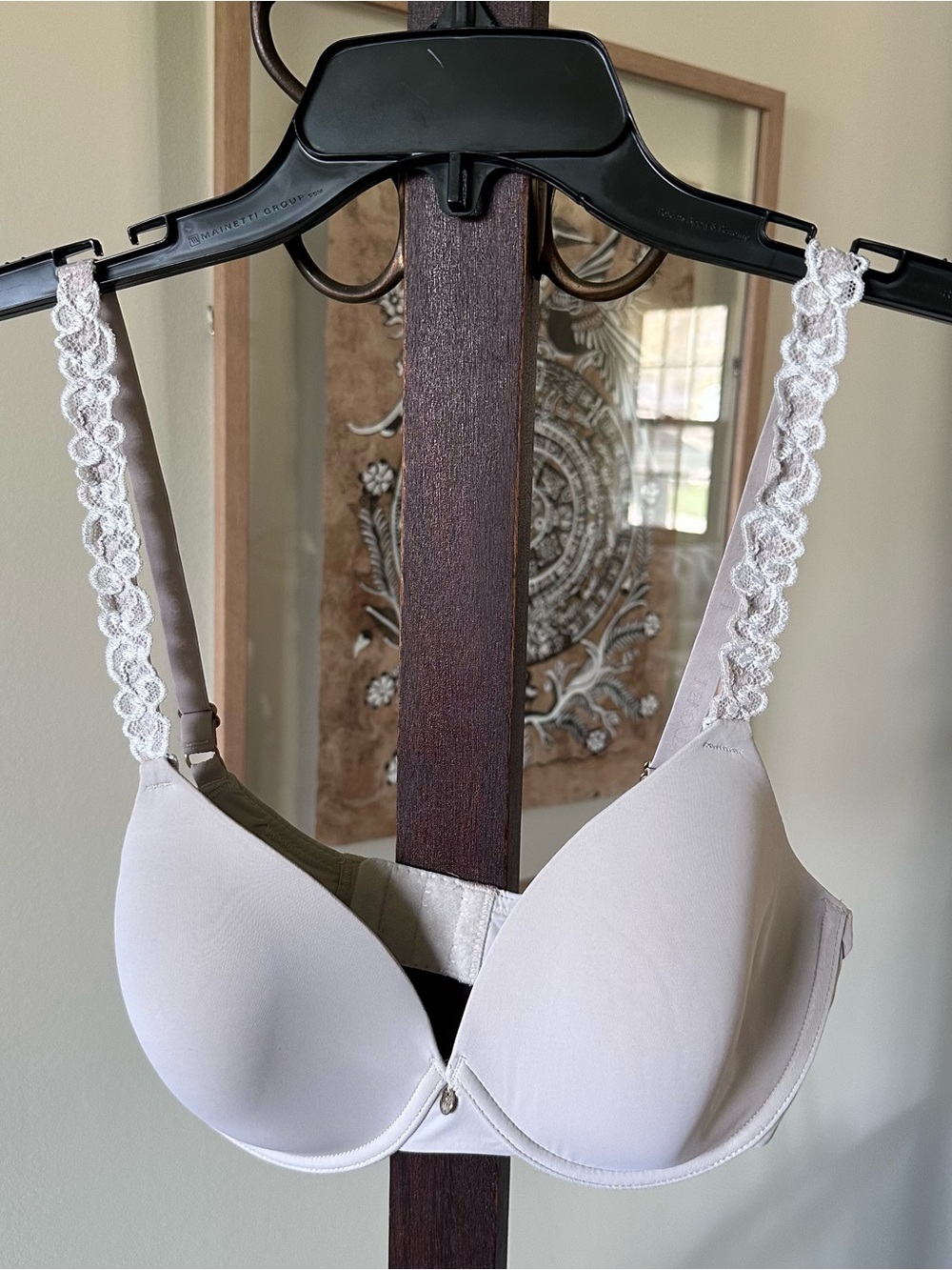 Natori Pure Luxe Women's Lace-Trim Padded Bra in Linen Color
